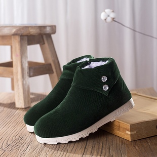 李家河棉鞋女冬季加绒加厚手工防滑保暖软底中老年居家妈妈鞋