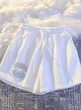 女童夏装运动纯棉休闲短裤玉桂狗2025新款中大童阔腿薄款五分裤潮