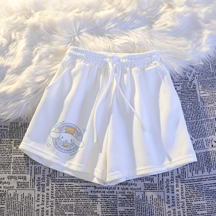 女童夏装运动纯棉休闲短裤玉桂狗2025新款中大童阔腿薄款五分裤潮