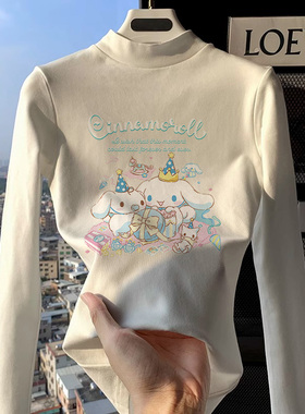 半高领德绒打底女童内搭秋冬玉桂狗新款上衣儿童加厚保暖t恤长袖