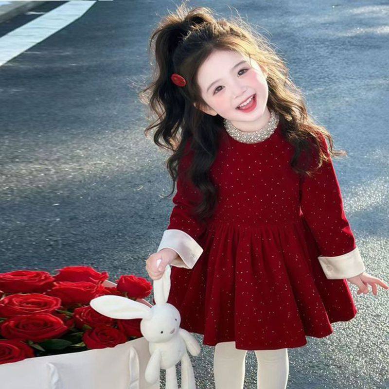 女童红色秋冬加绒波点连衣裙女孩小香风公主裙儿童法式复古内搭裙,童装/婴儿装/亲子装,连衣裙,淘宝优惠券,粉丝福利购,淘宝优惠卷