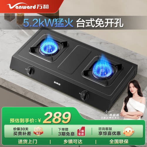 万和不锈钢煤气双家用天然气炉灶具台式燃气灶液化气D9