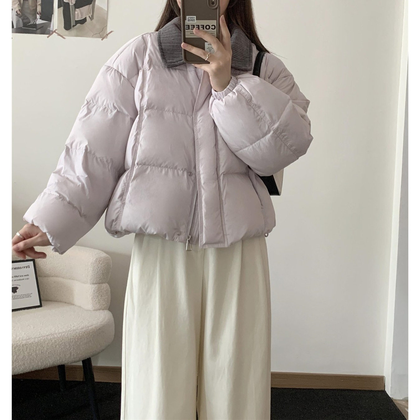 2026年冬季新款时尚百搭韩版小翻领短款棉服女加厚宽松保暖外套潮