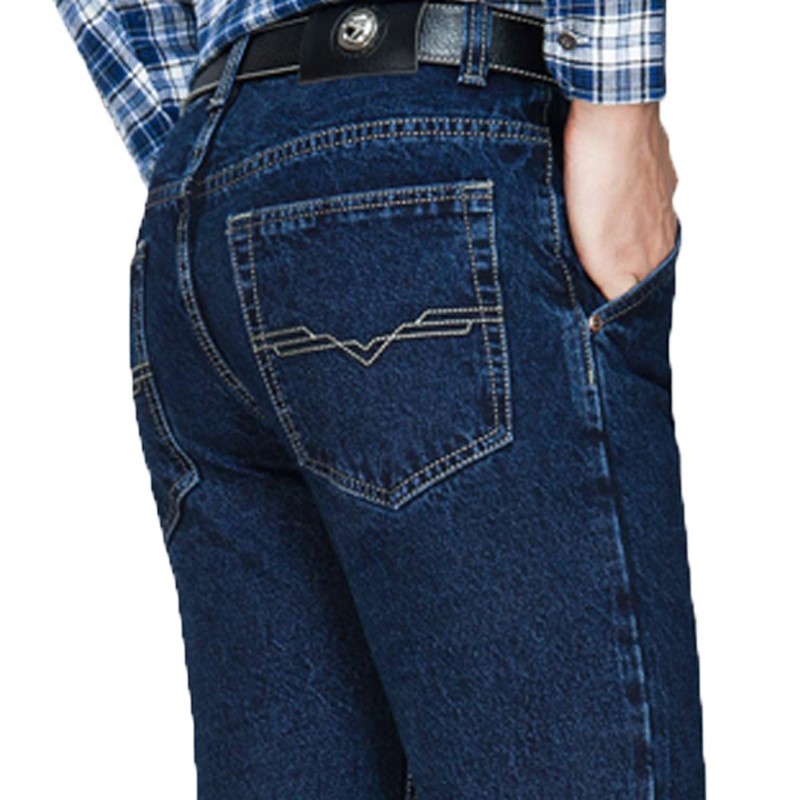 苹果牛仔裤男正品春秋厚款中年男士直筒高档宽松男裤子官方正品