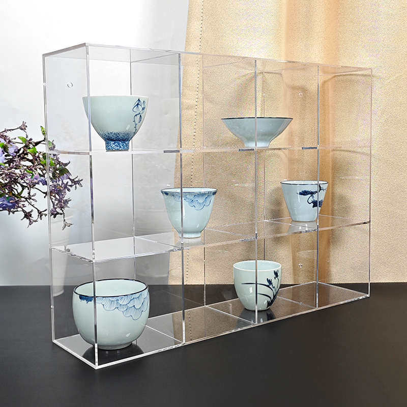 亚克力透明格子架水杯马克杯展示架茶壶茶具收纳架杯子桌面置物架
