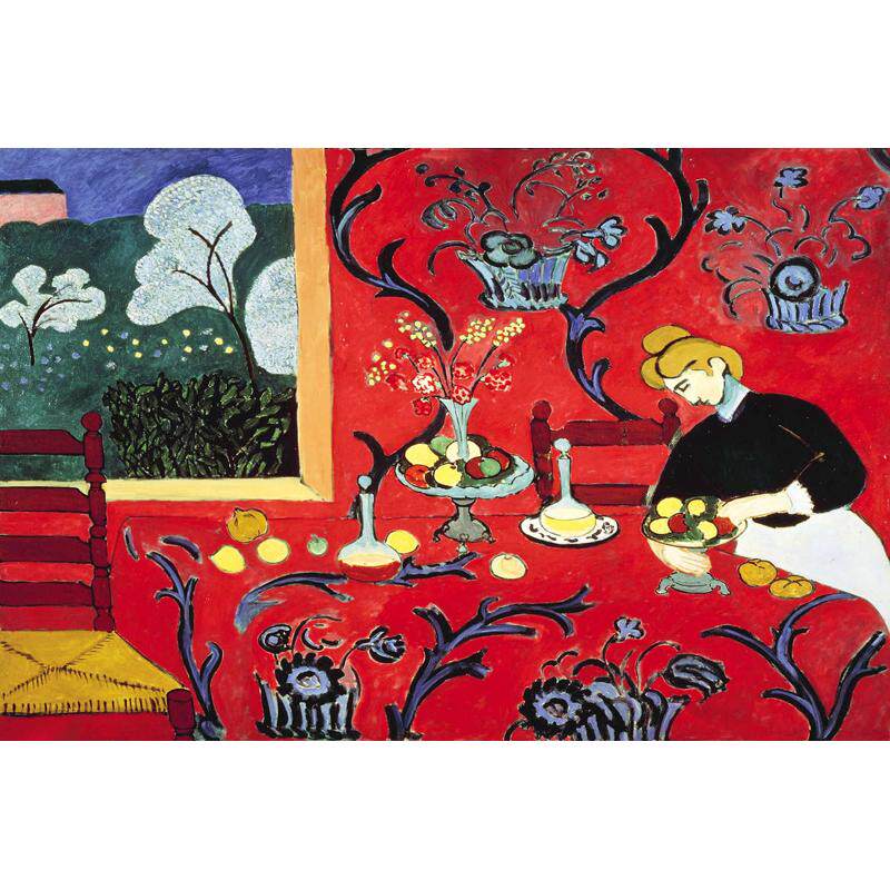 红色客厅艺术马蒂斯手绘壁画玄关装饰人物墙挂画背景油画复古卧室