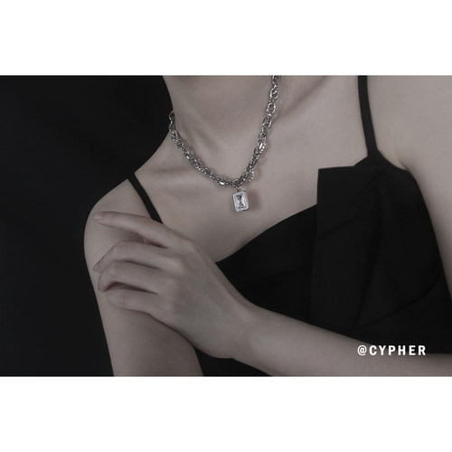 CYPHER钛钢镶嵌锆石高级质感项链