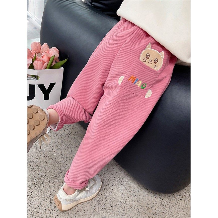 女小童休闲卫裤春秋装2025新款女宝宝猫咪灯芯绒裤小女孩百搭裤子,女装/女士精品,卫裤,淘宝优惠券,粉丝福利购,淘宝优惠卷