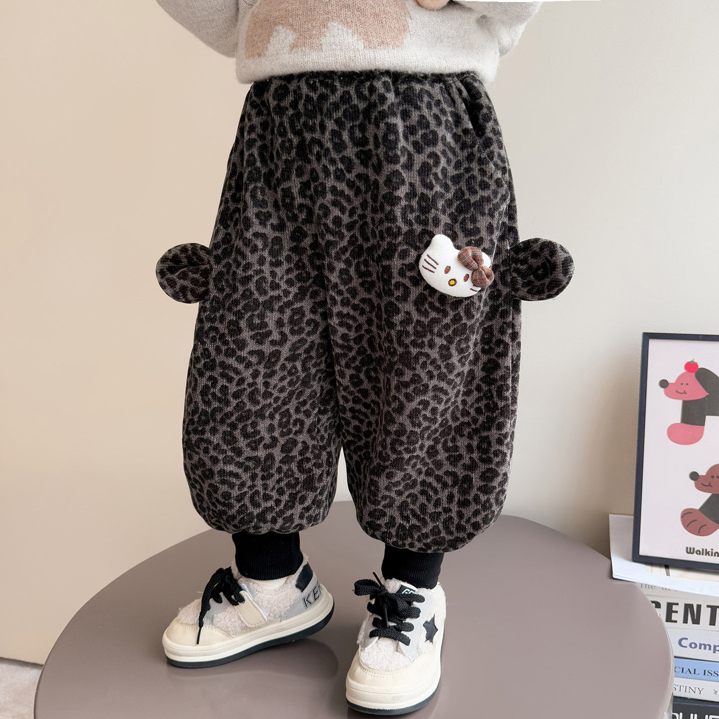 女小童加绒束脚卫裤秋冬季女宝宝豹纹休闲裤冬装儿童洋气加厚裤子,女装/女士精品,卫裤,淘宝优惠券,粉丝福利购,淘宝优惠卷