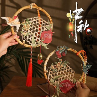 中秋节挂件2025新款手工成品门挂小挂饰竹编挂饰非遗实用装饰流苏