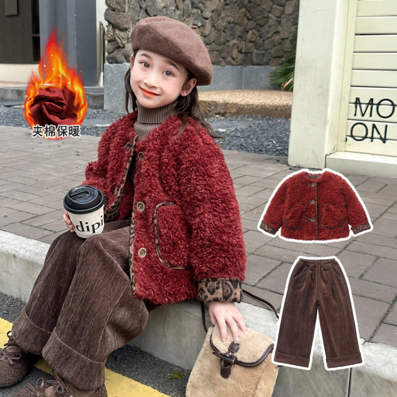 女童套装秋冬款儿童洋气美拉德色系羊羔毛外套加绒裤子冬装两件套,户外/登山/野营/旅行用品,作训外套/套装/野战套装,淘宝优惠券,粉丝福利购,淘宝优惠卷