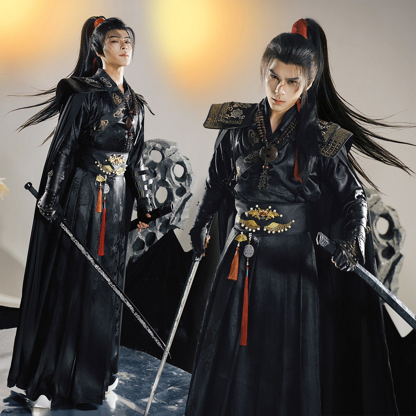斜塘衣庄 三少 夏季男款汉服仙侠风cosplay服男古风cos服漫展黑装
