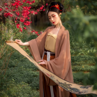 斜塘衣庄【温雅】宋制汉服女原创齐腰一片式襦裙对襟长褙子春夏款