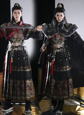 斜塘衣庄明制织金锦衣卫飞鱼服冬款男装汉服仙侠风侠客服斗篷披风