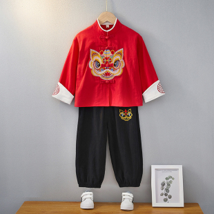 古装 儿童汉服男中小童新年新春秋夏季 礼服中国风薄款 民族节日服饰