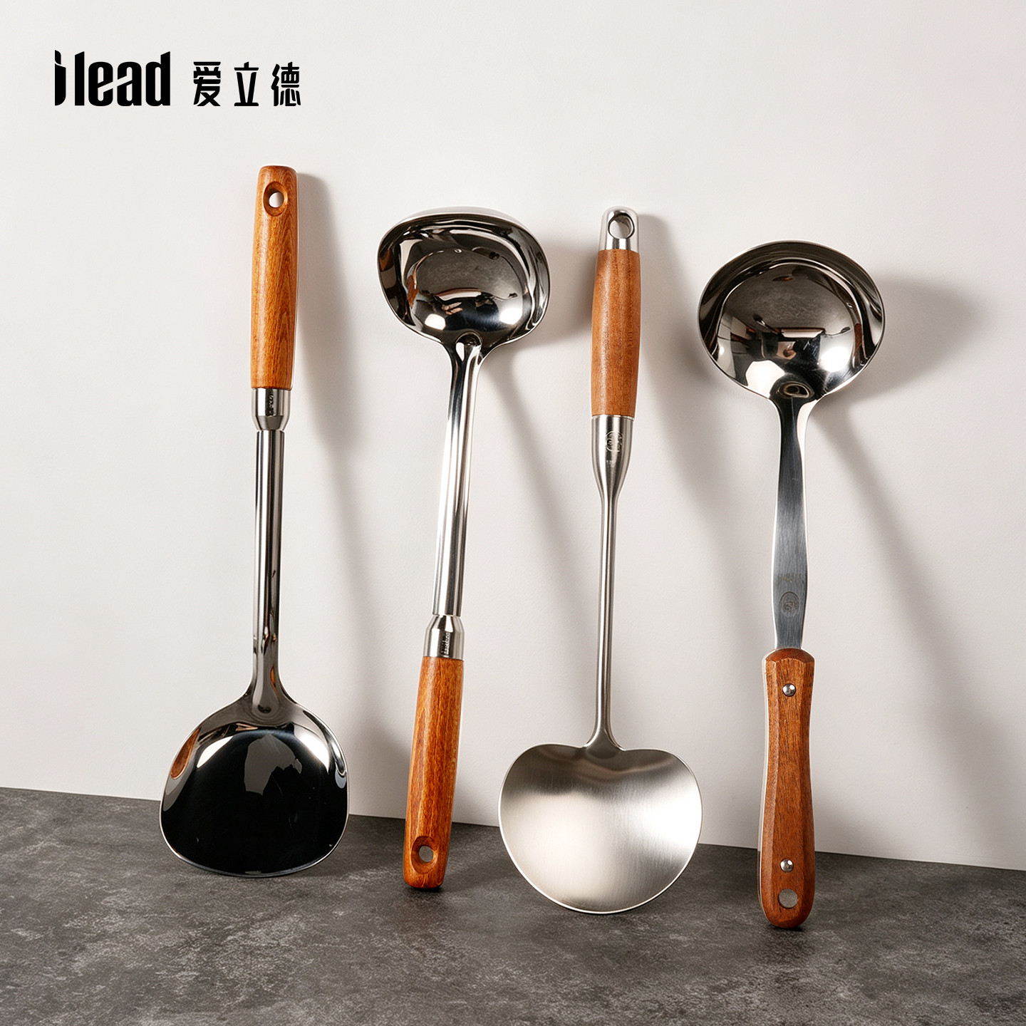 爱立德304不锈钢加长木柄锅铲图片
