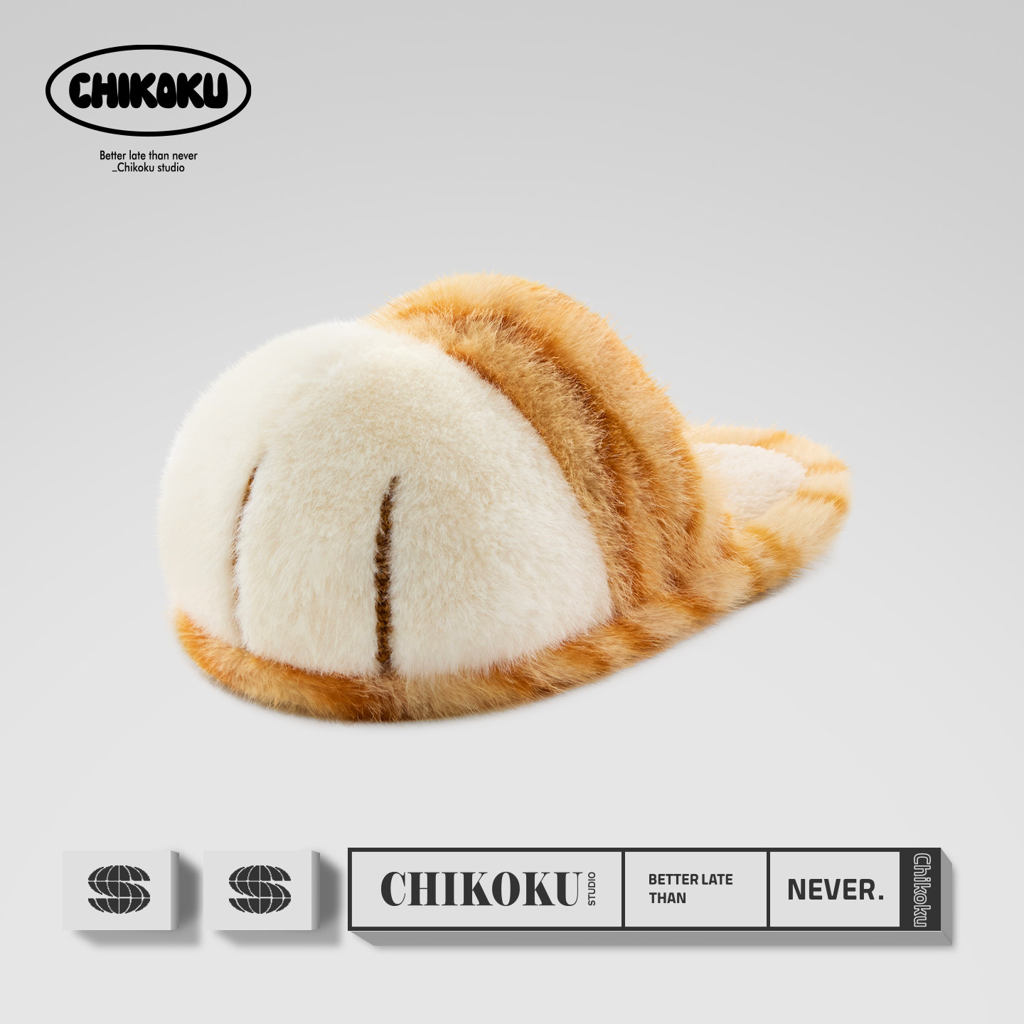 chikoku雪球猫爪棉拖鞋女秋冬...