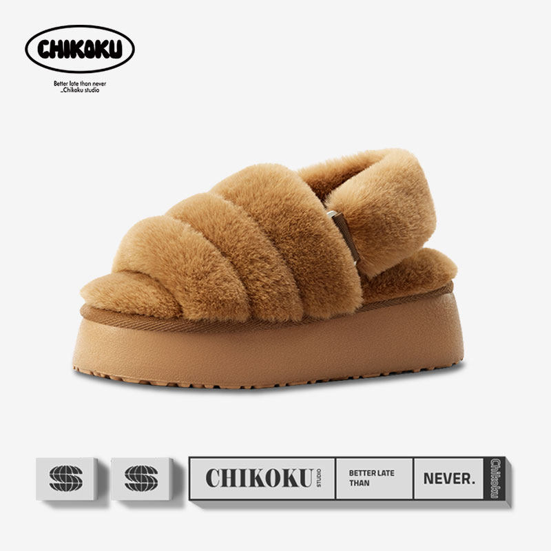 chikoku云绒棉拖鞋女秋冬季外穿厚底百搭绒面居家居保暖毛毛拖鞋,居家布艺,居家棉拖/棉鞋,淘宝优惠券,粉丝福利购,淘宝优惠卷