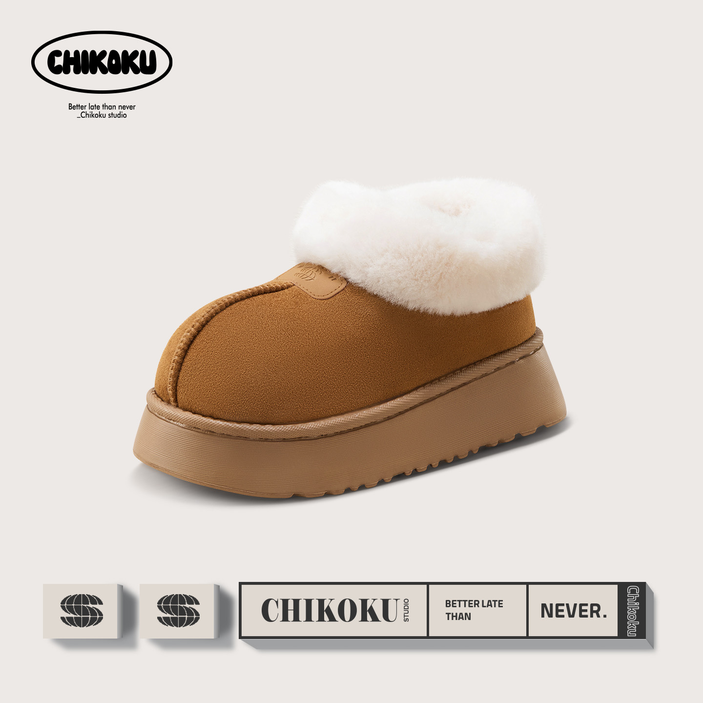 汉堡雪地靴可外穿厚底女款棉拖鞋