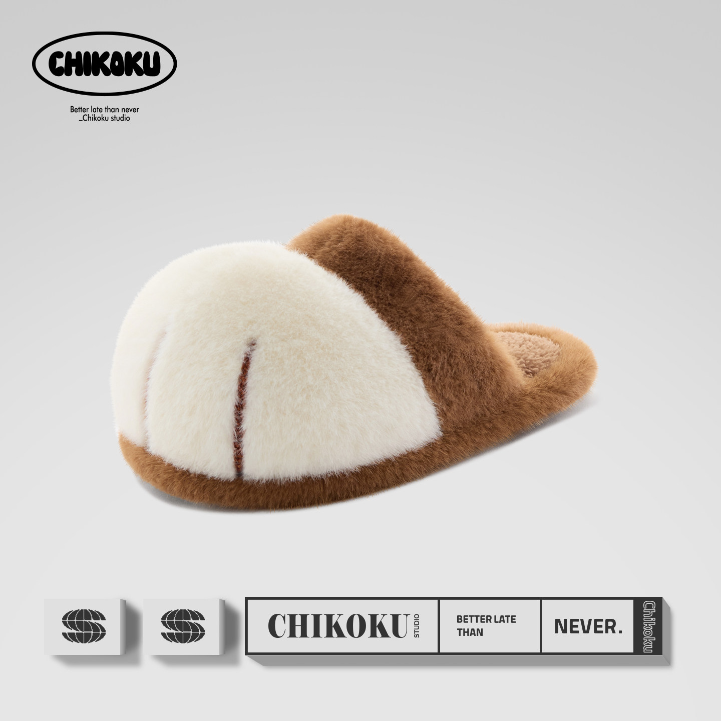 chikoku雪球猫爪加绒棉拖女秋...