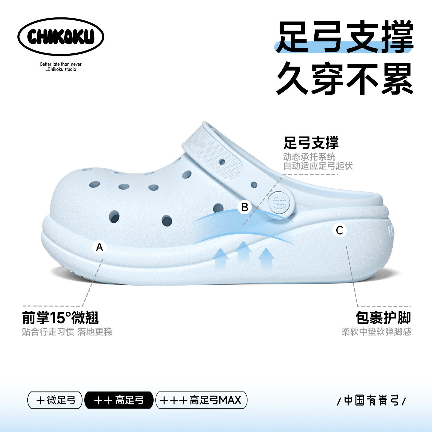 chikoku贝果足弓支撑洞洞鞋女夏新款时尚外穿厚底防滑溯溪鞋情侣