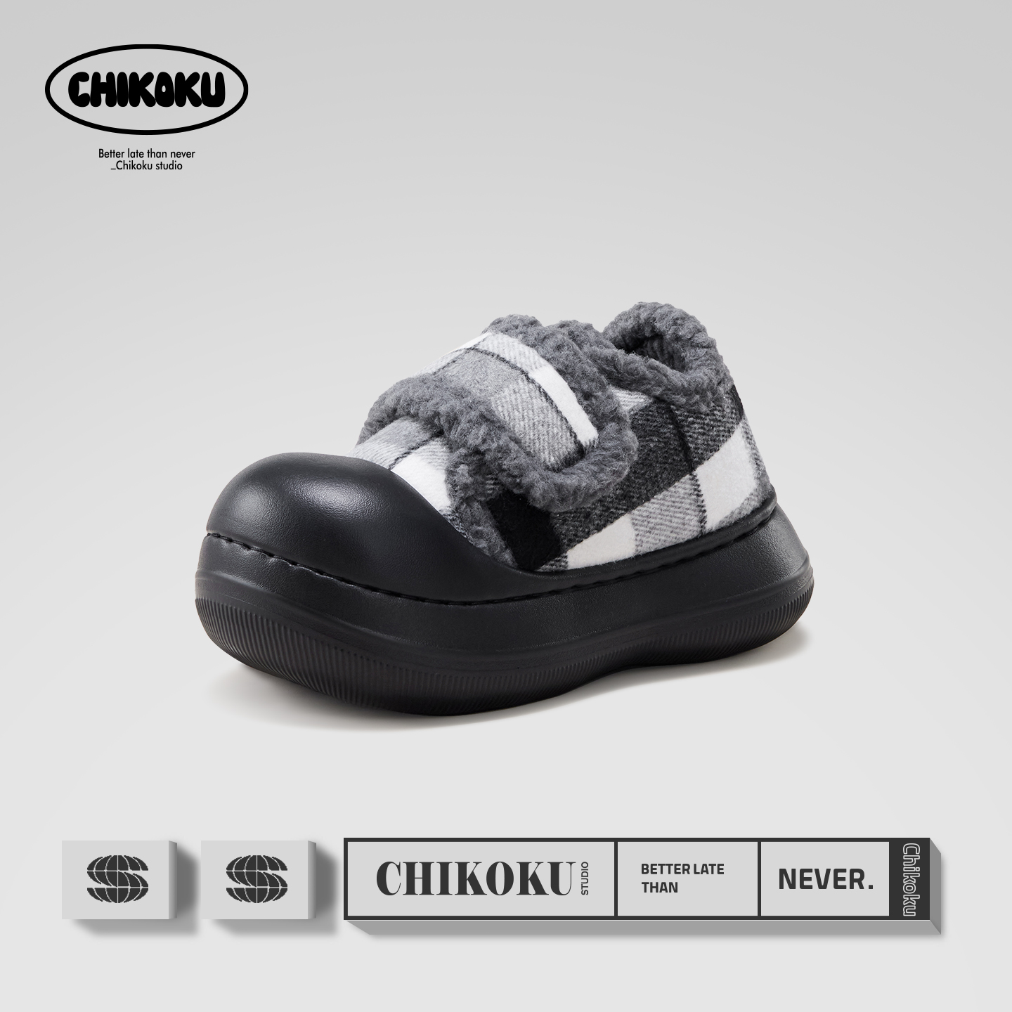 chikoku小憨包亲子款加绒棉鞋