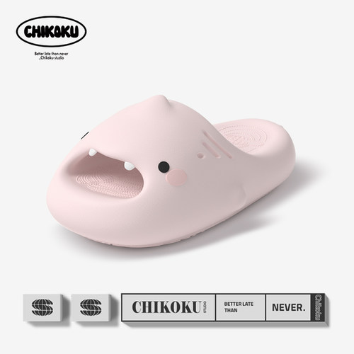 chikoku可爱小鲨鱼情侣外穿拖鞋