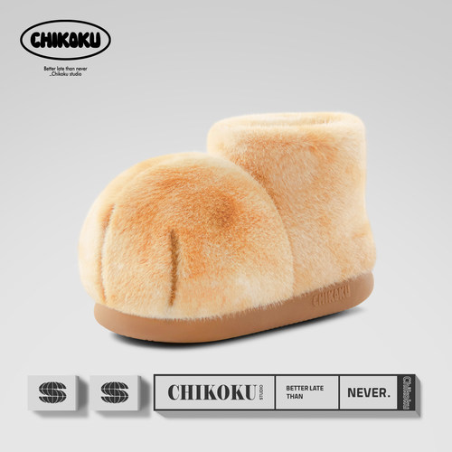chikoku可爱猫爪情侣款棉鞋冬季
