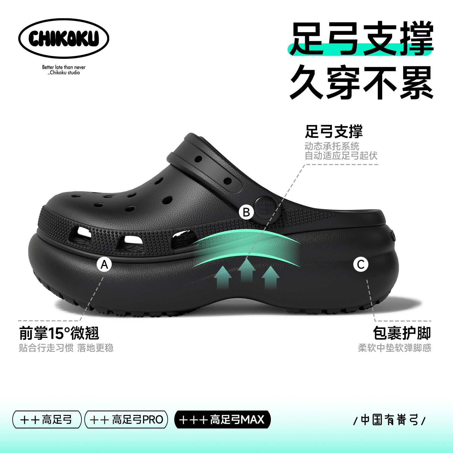 chikoku高足弓情侣厚底洞洞鞋图片