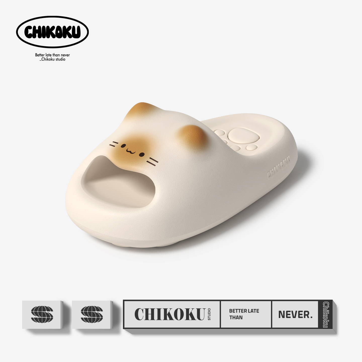 chikoku焦糖猫爪防滑厚底凉拖女图片
