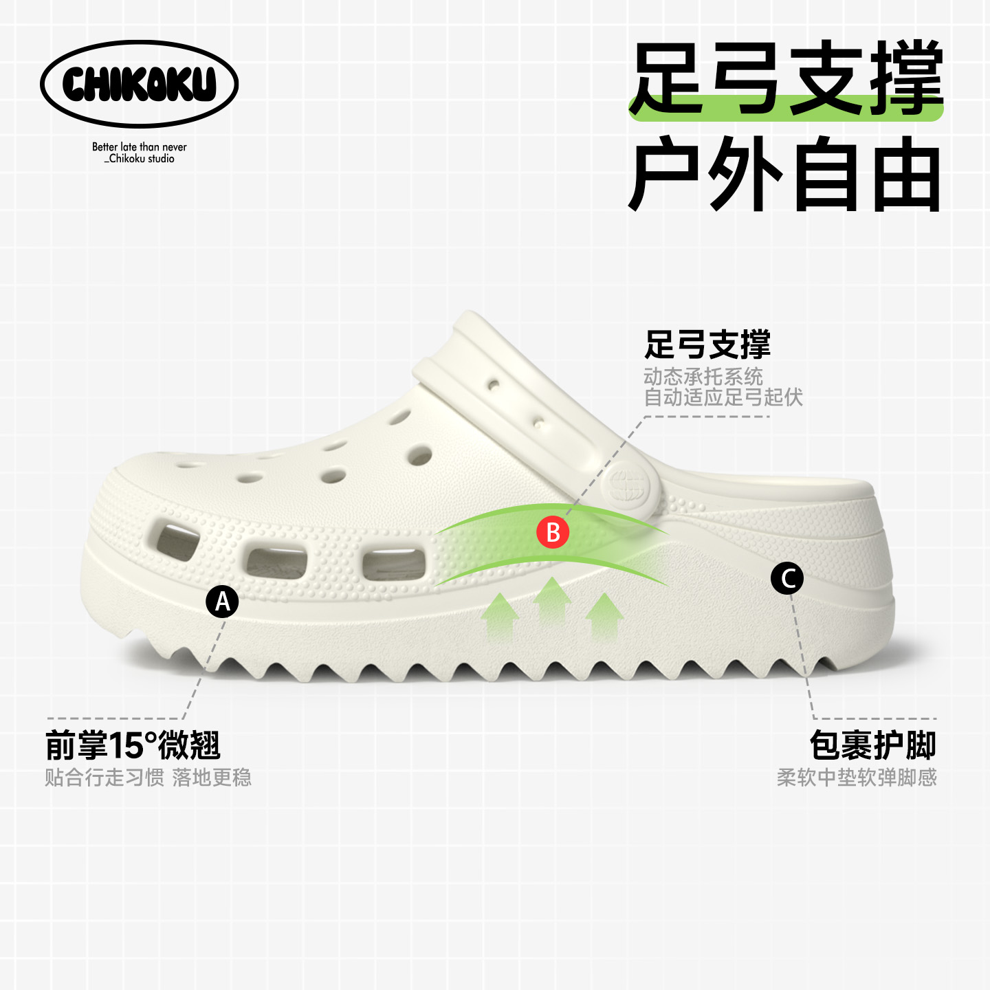 chikoku月芽洞洞鞋女新款拖鞋男