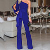Ladies one-shouLder jumpsuit with taLL waist and straight