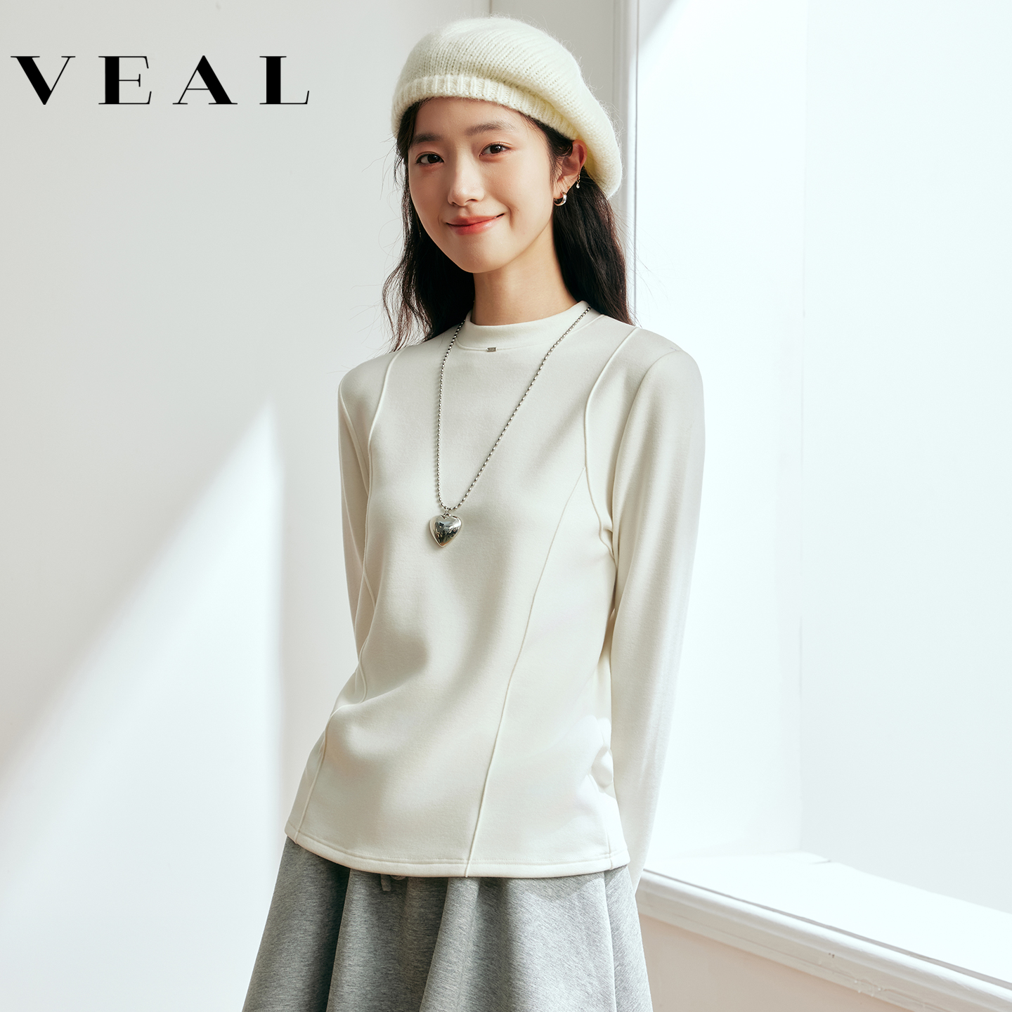 桑蚕丝羊毛德绒打底衫女秋冬上衣