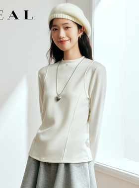 桑蚕丝羊毛德绒打底衫女秋冬内搭莱赛尔双面磨毛加厚发热保暖上衣