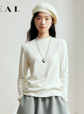 桑蚕丝羊毛德绒打底衫女秋冬内搭莱赛尔加厚双面磨毛发热保暖上衣