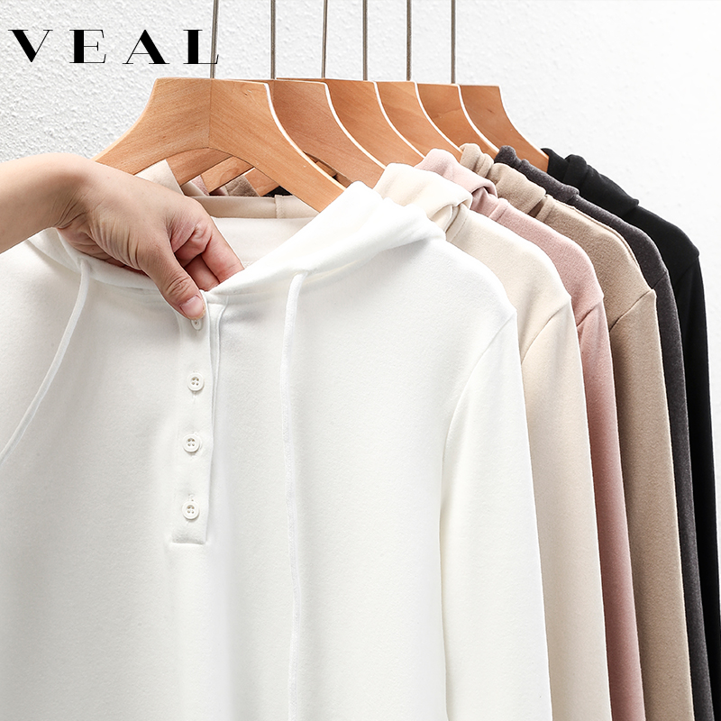 白色连帽卫衣女内搭双面磨毛上衣