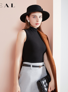 双面磨毛加厚半高领德绒打底衫女秋冬保暖背心黑色内搭发热上衣