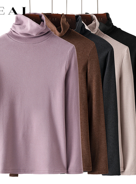 双面磨毛德绒秋冬高领长袖打底衫女冬季堆堆领内搭加厚保暖上衣女