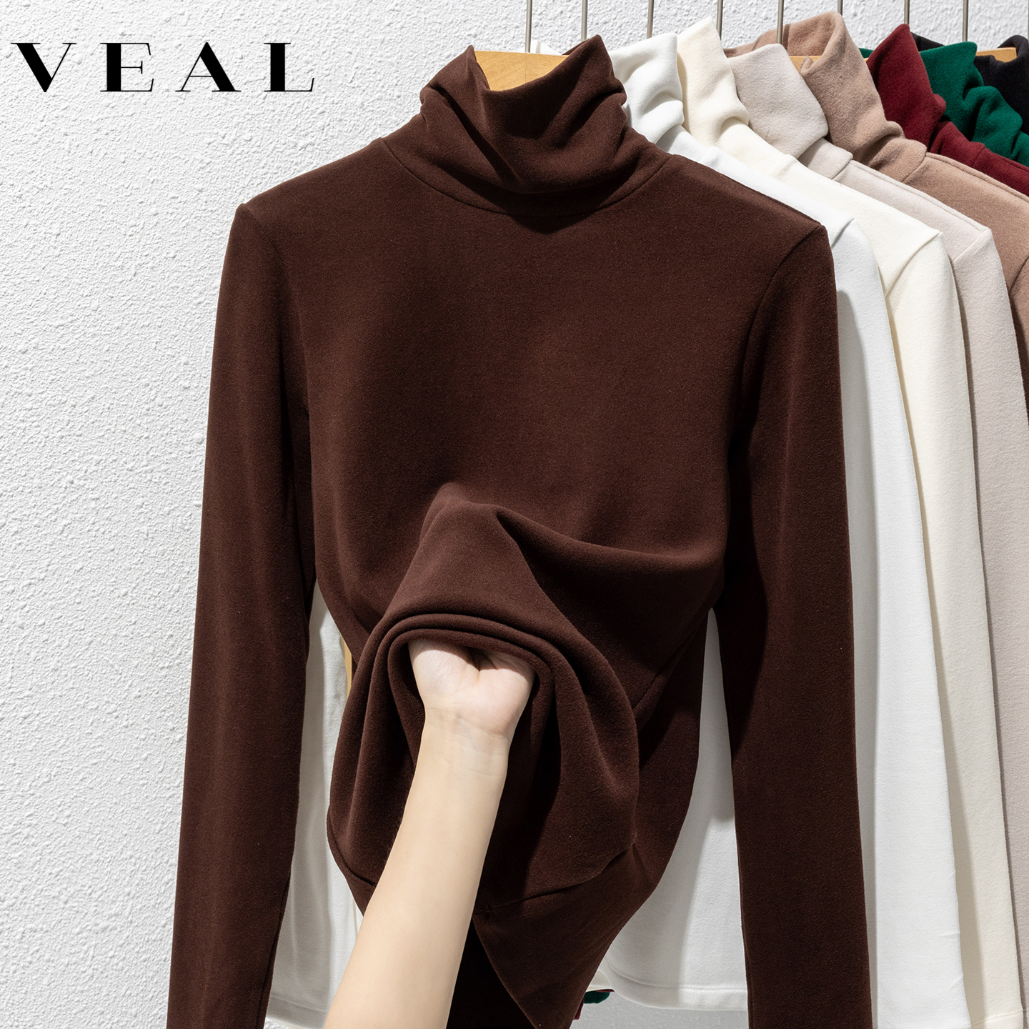 高领德绒打底衫女秋冬保暖上衣