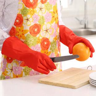 短款洗碗手套 洗衣服家务手套 加絨保暖家用清洁胶皮乳胶手套