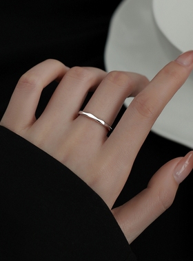【巷南】999纯银几何戒指女轻奢素圈食指戒尾戒开口戒小众高级感