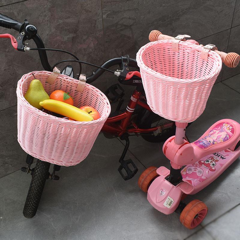 德国儿童编织车筐童车自行车车筐娃车篮子前车筐前车篓小孩遛仿藤