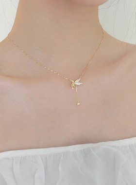 天使精灵星星流苏项链女小众设计气质锁骨链2025新款爆款高级颈链