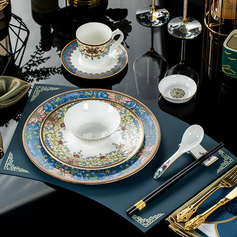 高档酒店会所摆台餐具欧式包厢商用骨瓷景德镇珐琅彩陶瓷碗碟套装,餐饮具,碗,淘宝优惠券,粉丝福利购,淘宝优惠卷