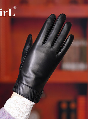 进口山羊皮女士修手薄款单皮冬季加绒保暖开车骑行真皮手套女触屏