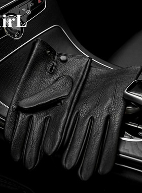 进口真皮手套男士触屏无内衬紧手薄款骑行开车防滑山羊皮手套男