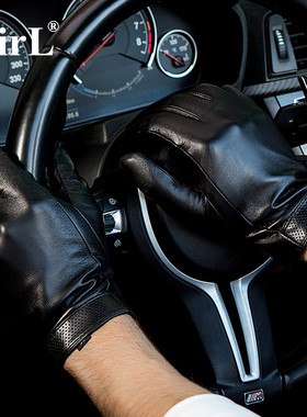 进口山羊皮男士修手薄款单皮冬季加绒保暖开车骑行真皮手套男触屏