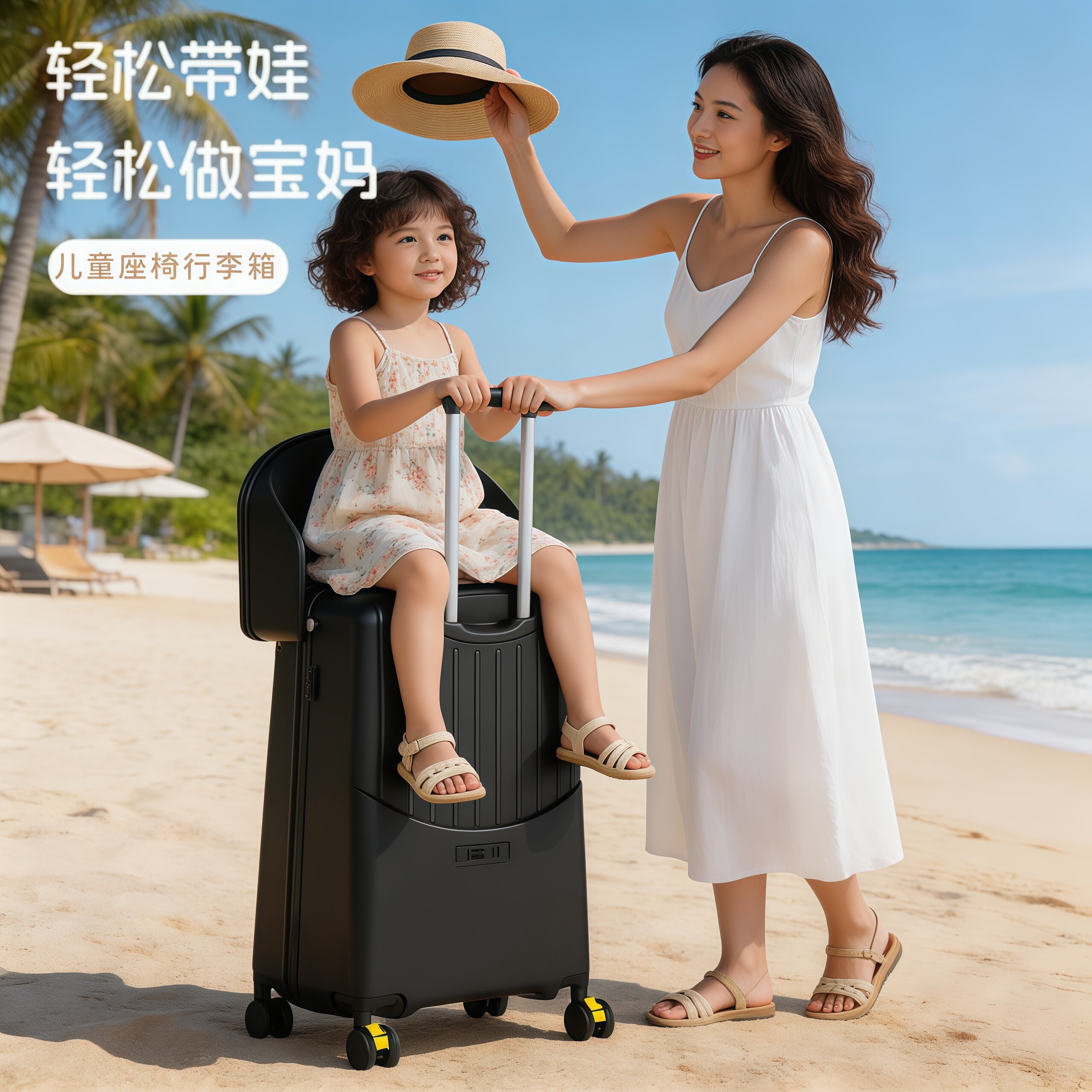 儿童可坐可骑拉杆箱宝宝遛娃神器