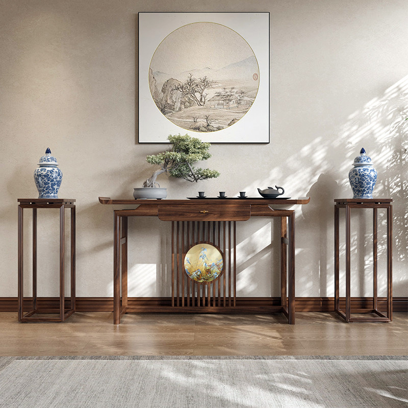 乌金木色入户玄关供桌佛台