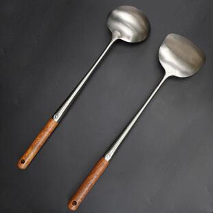 美食作家王刚不锈钢锅铲炒勺304家用厨房厨具花梨柄炒菜炒铲套装